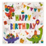 șervețele de Masă Dinozauri, 2 Straturi, Multicolor, 33x33cm, Set 12 Bucăți, Oem