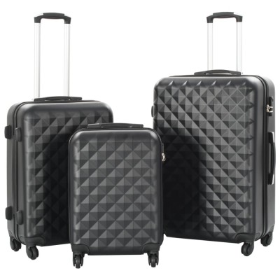 vidaXL Set valiză carcasă rigidă, 3 buc., negru, ABS foto