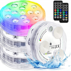 Set 4 spoturi LED RGB pentru iluminat piscina, cu telecomanda