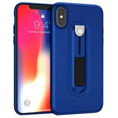 Husa silicon cu suport Iphone X Xs, Albastru foto