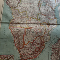 Harta veche Africa subsahariana, 1910, stare perfecta, 60x45 cm,