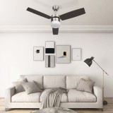 vidaXL Ventilator tavan cu iluminare/telecomandă, maro &icirc;nchis, 108 cm