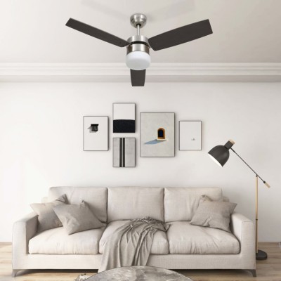 vidaXL Ventilator tavan cu iluminare/telecomandă, maro &amp;icirc;nchis, 108 cm foto