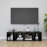 Comode TV, 4 buc., negru extralucios, 37x35x37 cm, PAL