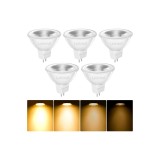 Becuri LED MR16, Becuri luminoase dimabile GU5.3, Spoturi de 12 volți pentru tavan, 2 pini, echivalent cu 5.5W &icirc;n loc de 50W halogen, Alb cald 2700K,