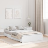 vidaXL Cadru de pat cu depozitare cu sertar cu headboard cu depozitare Alb 120 x 200 cm Lemn