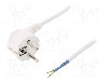 Cablu alimentare AC, 1.5m, 3 fire, culoare alb, cabluri, CEE 7/7 (E/F) &amp;#351;tecar in unghi, SCHUKO mufa, PLASTROL - W-97153