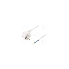 Cablu alimentare AC, 1m, 3 fire, culoare alb, cabluri, CEE 7/7 (E/F) &#351;tecar in unghi, SCHUKO mufa, PLASTROL - W-97163