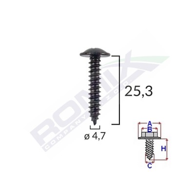 Surub Fixare Pentru Alfa Romeo/Fiat 4.7X25.3Mm - Negru Set 10 Buc 133062 45193-RMX foto