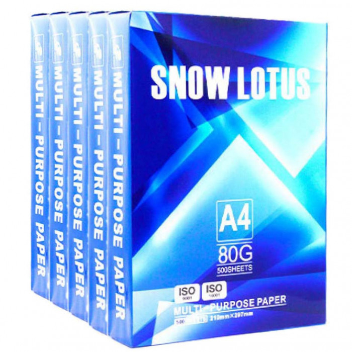 Set 5 Topuri Hartie Copiator SNOW LOTUS, A4, 500 Coli/Top, 80 g/m&sup2;