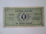 Rara! Belgia 1 Franc 1946 Armata Belgiana WWII,bancnota din imagini