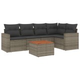 Cumpara ieftin Set mobilier gradina cu perne, 6 piese, gri, poliratan