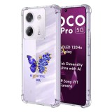 Husa antisoc pentru xiaomi poco m7 pro 5g airbag tpu, col&Egrave;uri ranforsate- butterfly albastru