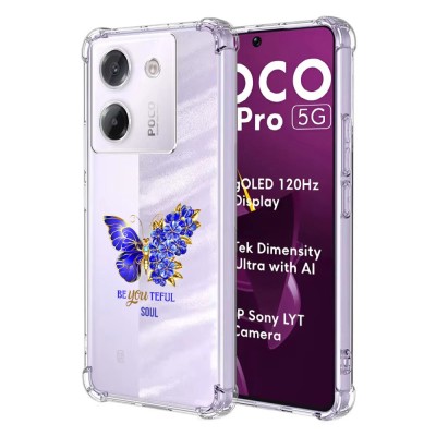 Husa antisoc pentru xiaomi poco m7 pro 5g airbag tpu, col&amp;Egrave;uri ranforsate- butterfly albastru foto
