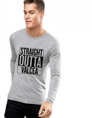 Bluza barbati gri cu text negru - Straight Outta Valcea - L foto