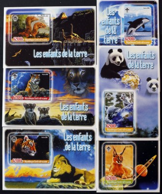 R.CENTRAFRICA - FAUNA-PUI -2005, 6 S/SH, DE LUX-MNH** - R CAF 018 foto