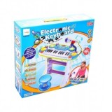 Instrument Muzical Pianina Electronica Malplay cu Scaun si Microfon 45 Cm Inaltime Albastru