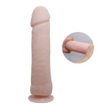 Dildo Realist cu Telecomanda Justforme 26cm, Vibratii Puternice, Texturat, Ventuza, TPR, Nude