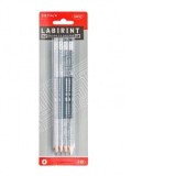 Creion negru cu radiera Labirint DACO, CG114/4, set 4 bucati