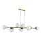 Lustra LED suspendata, model Bali, 8 becuri, baza 20x5 cm, 35W, metal si sticla, IP20, alb/auriu