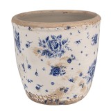 Cumpara ieftin Ghiveci flori ceramica bej albastru Rose 13x12 cm