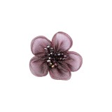 Floare din organza cu margele pentru cusut sau lipit pe haine, diametru 4.5 cm, Bordo