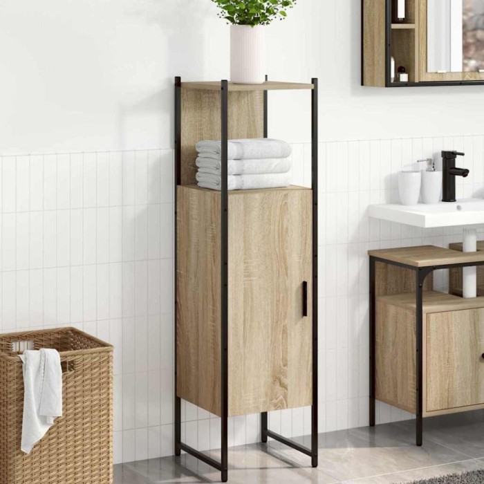 vidaXL Dulap de Baie cu ușă Bej 33 x 33 x 120.5 cm Lemn compozit