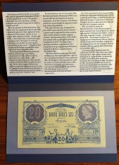 ROMANIA 20 lei 1881 (2021) REPLICA BNR polymer + PLIANT + PLIC BNR UNC foto