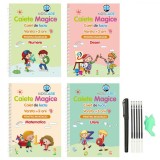 Set 4 caiete in limba romana si stilou magic pentru scris si desenat, rechizite scolare, multicolor, 19 cm X 13 cm, KidsCare