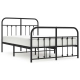 Cumpara ieftin Cadru pat metalic cu tablie de cap/picioare, negru, 120x190 cm