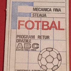 Agenda-program fotbal-Retur 1983-1984(editat de Mecanica Fina "Steaua" Bucuresti