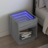 VidaXL Noptieră cu LED infinity, gri sonoma, 40x40x50 cm