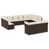 Cumpara ieftin Set canapele de gradina cu perne, 13 piese, maro, poliratan