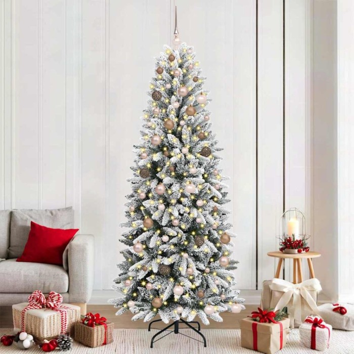 vidaXL BraddeCrăciunartificial cu 300 LED Alb 78 x 78 x 210 cm PVC 3396055