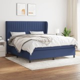 VidaXL Pat box spring cu saltea, albastru, 180x200 cm, material textil