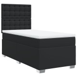 Cumpara ieftin Pat box spring cu saltea, negru, 90x200 cm, piele ecologica