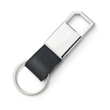 Breloc simplu din piele cu clips metalic, Negru