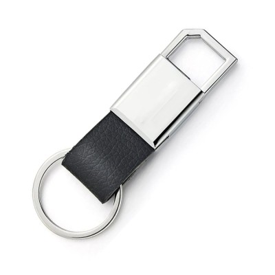 Breloc simplu din piele cu clips metalic, Negru foto
