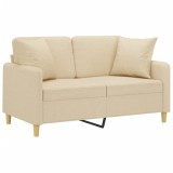 Canapea cu 2 locuri cu pernute, crem, 120 cm, textil