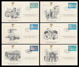 1978 Romania - 6 FDC Pionieri ai aviatiei (varietate FAI) cu eroare tipar dublu pe timbrul Aurel Vlaicu, LP 972