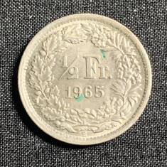 Moneda 1/2 franci 1965 Elveția argint