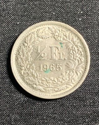 Moneda 1/2 franci 1965 Elveția argint foto