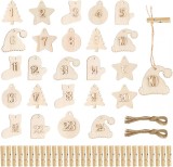 Calendar de advent FHzytg, lemn, natur, 72 piese