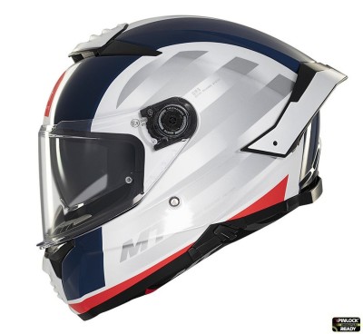 Casca integrala pentru scuter - motocicleta MT Thunder 4 SV Treads C7 alb/rosu/albastru lucios (ochelari soare integrati) XL (61/62cm) foto