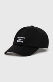 Dr&ocirc;le de Monsieur șapcă de baseball din bumbac La Casquette Slogan culoarea negru, cu imprimeu, PERM-CP151-CO138-BL