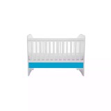 Cumpara ieftin Patut Eurogloria Como fara sertar - Alb cu Albastru + Saltea cocos confort 120 x 60 x 12 cm