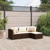 vidaXL Set mobilier de grădină cu perne, 4 piese, maro, poliratan 3308049