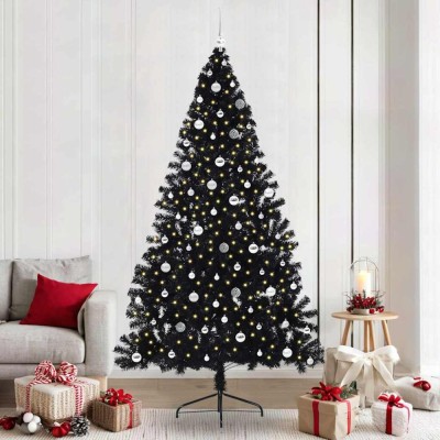vidaXL Pom de Crăciun artificial pre-iluminat Negru 240 cm PVC 3397172 foto