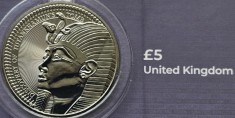 5 pounds 2022 Marea Britanie, Tutankhamun&rsquo;s Tomb Centenary, Brilliant uncirculated, Coincard, km#2199