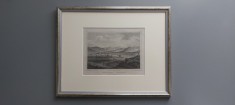Litografie Sebes cca 1850, cu paspartu si rama, Ludwig Rohbok